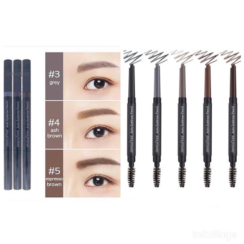 Chì kẻ mày ngang hai đầu INNISFREE Auto Eyebrow Pencil 0.3g (Nâu đen)