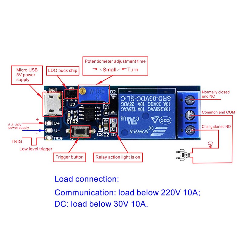 Mạch Kích Tạo Trễ Đóng Ngắt Relay 0 ~ 24 Giây- Mạch trễ