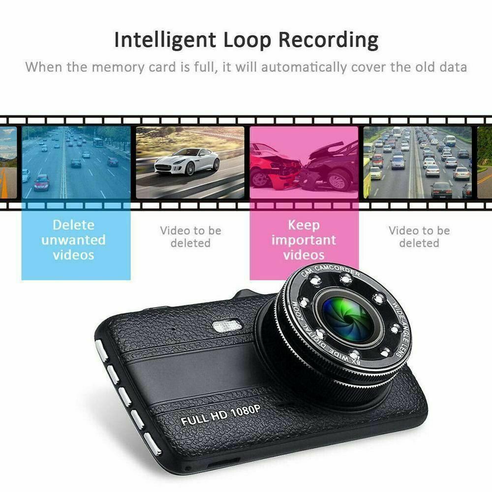 Trọn Bộ camera Hành trình Full HD 1080P - Màn hình 4 inch - Tích hợp 8 LED