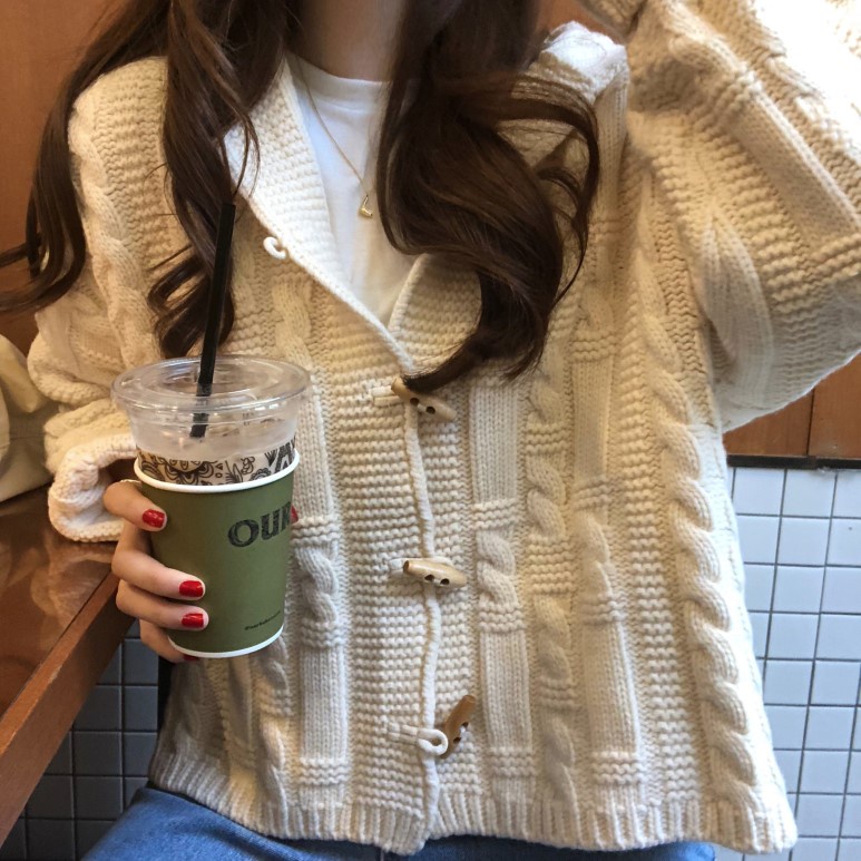 Áo khoác len cardigan tay dài đơn giản phong cách retro hàn quốc thời trang cho nữ