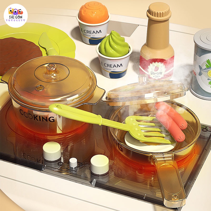 Đồ Chơi Nhà Bếp Mô Hình Bàn Bếp Nấu Ăn Cỡ Lớn Có Hiệu Ứng Hơi Nước Và Hiêu Ứng Nhạc Và Đèn Sống Động