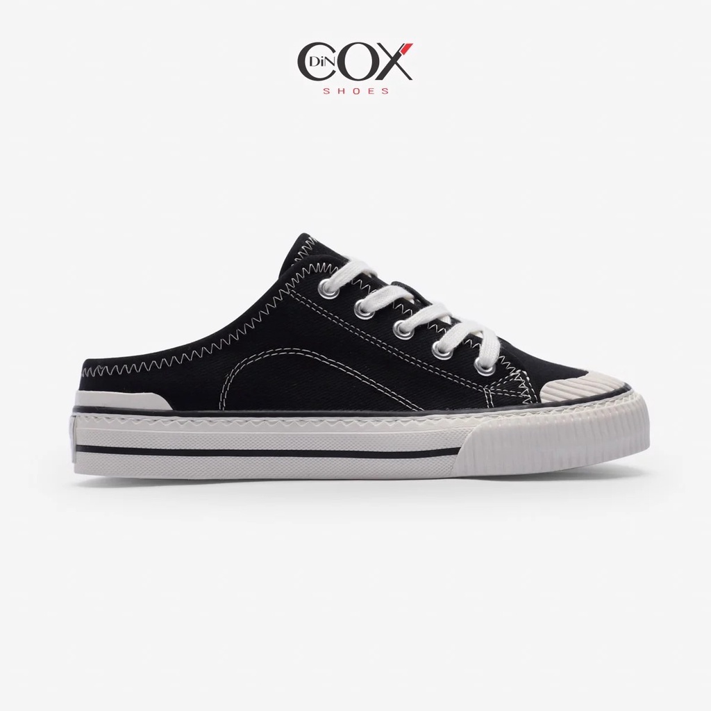 Giày Sục Đạp Gót Mules Vải Unisex DINCOX E10 BLACK