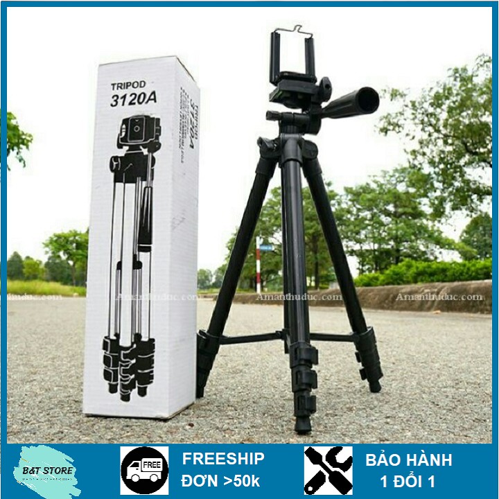 Gậy Tripod 3120A Loại Xịn Cao 1,02m Và điều khiển remote tương thích với nhiều dòng máy.