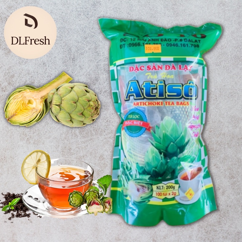 Trà atiso túi lọc DLFresh trà hoa atiso, trà túi lọc thanh nhiệt cơ thể 100 tép