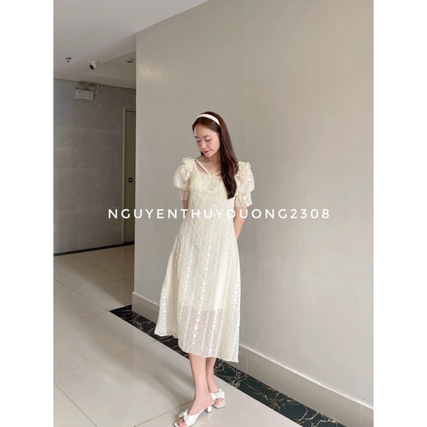 VÁY REN THÊU HOA NỔI DÂY CỔ TIỂU THƯ “SALI DRESS”
