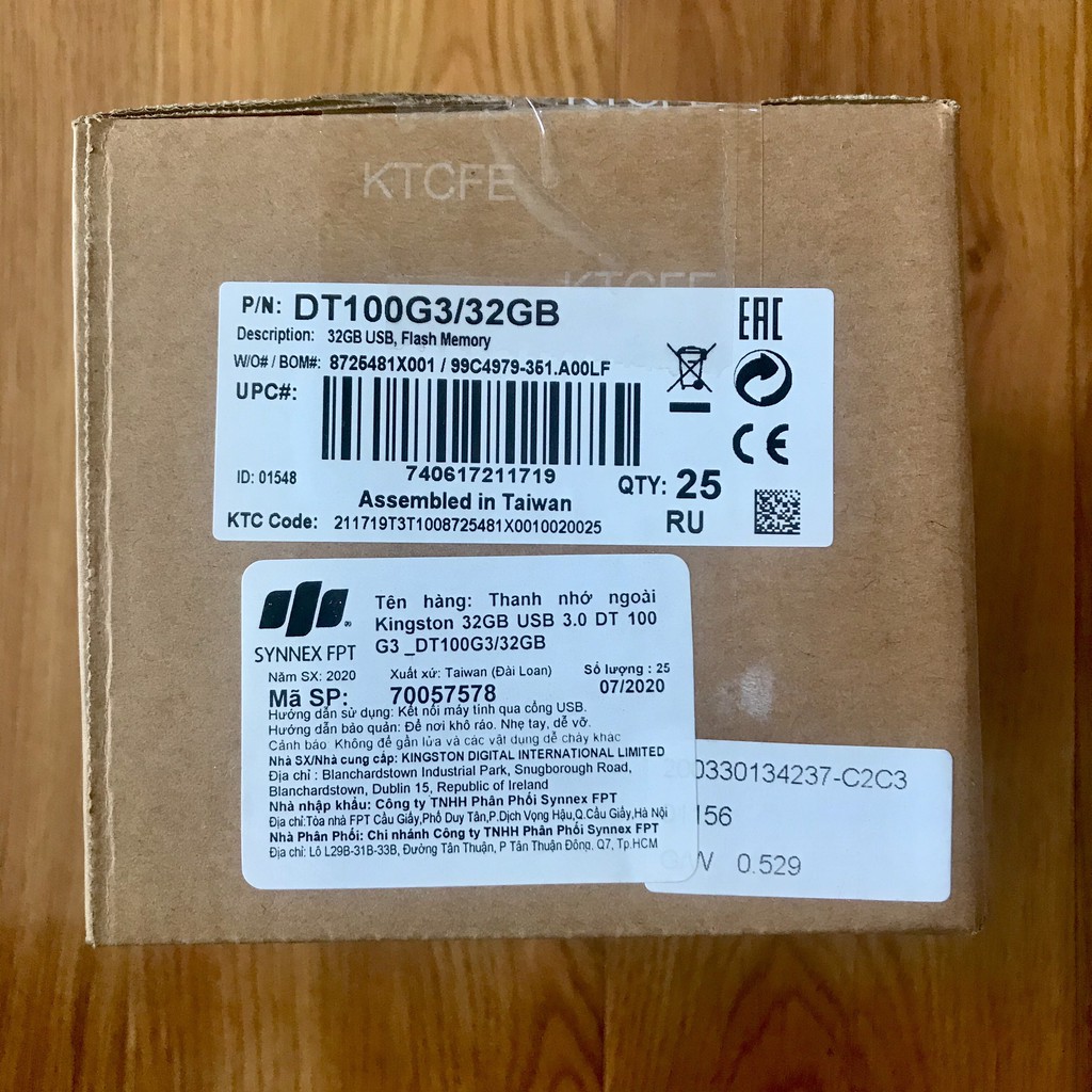 Hộp 25 Cái USB Kingston DT100G3 32GB 3.0/3.1 - Chính hãng | BigBuy360 - bigbuy360.vn