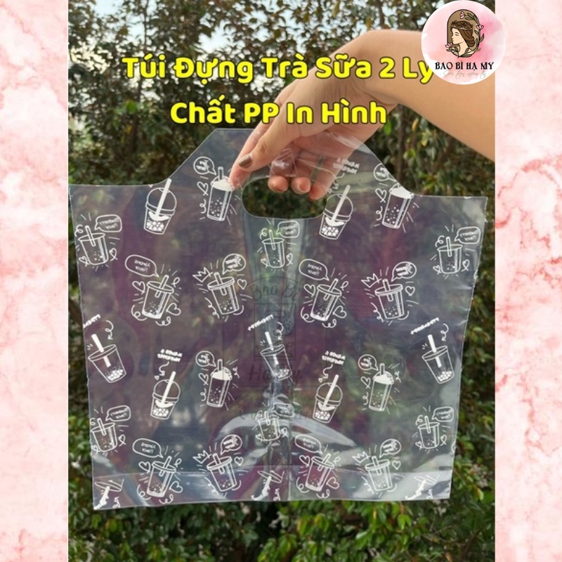 Túi Đựng 2 Ly Trà Sữa In Hình Cute (Giao Hình In Ngẫu Nhiên)