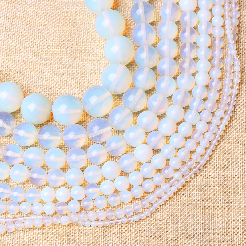 DIY Moon Opal Stone Round Beads for Making Accessories 6/8/10mm