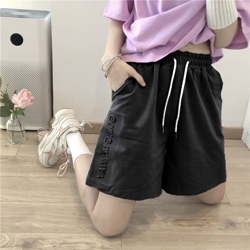 Quần đùi nam nữ unisex Chữ Rập Nổi basic nhiều màu chất thun ctton mềm năng động quần short thể thao