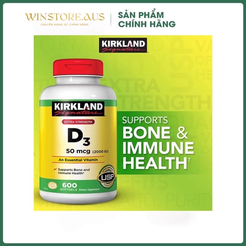 Viên uống Vitamin D3 Kirkland 600 viên của Mỹ