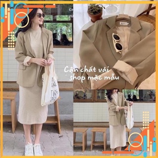 Áo Blazer 2 lớp màu Nâu sữa ( hình thật/ sẵn)