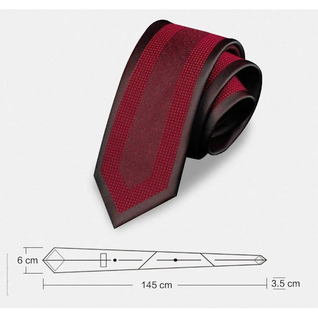 Cà vạt cao cấp màu đỏ bản nhỏ 6cm, phong cách thời trang lịch lãm, sang trọng
