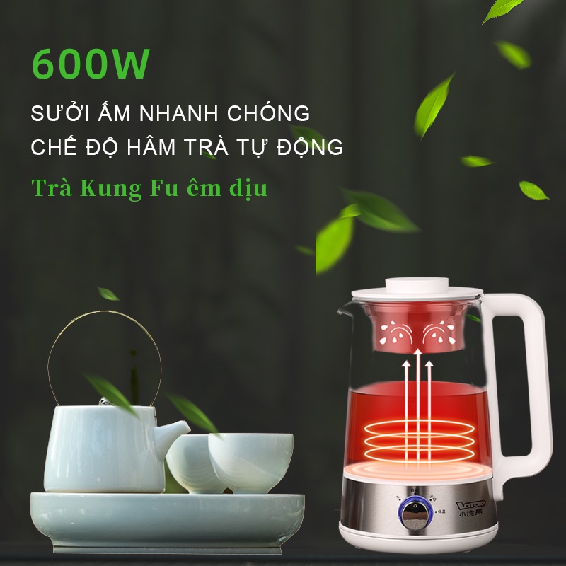 Ấm nấu trà đa năng siêu tốc Lotor 1,2L - Bình thuỷ tinh thiết kế sang trọng, có lõi lọc trà - Bảo hành 12 tháng