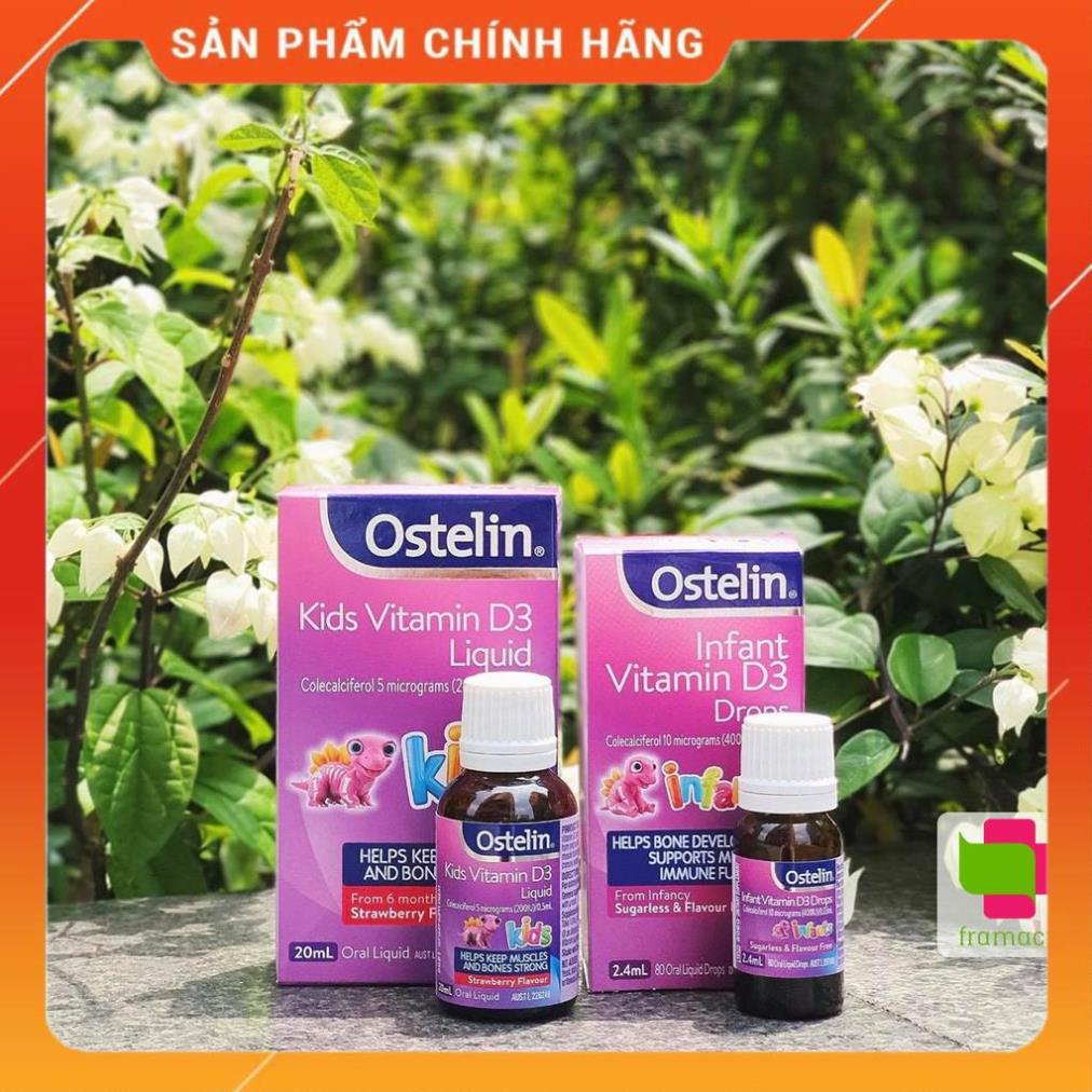 Vitamin D3 Ostelin Drops, Úc (2.4ml) dạng giọt cho trẻ sơ sinh và trẻ nhỏ chính hãng Úc mẫu mới
