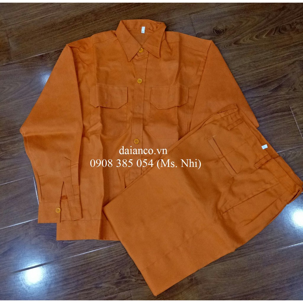 Quần áo bảo hộ vải si Việt Nam- Màu Cam- Hình thật, hàng sẵn