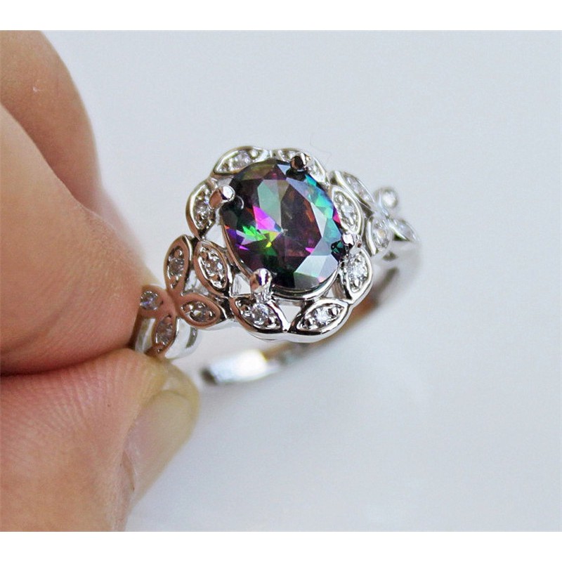 Nhẫn Mạ Bạc Hình Bướm Đính Đá Lấp Lánh