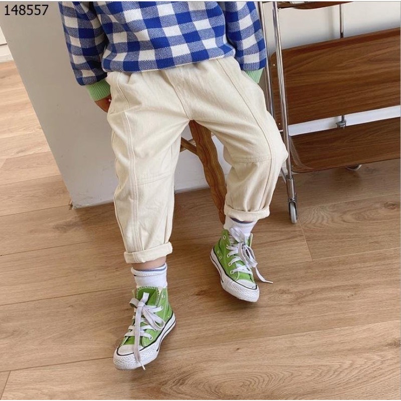 Quần baggy kaki màu trắng sữa unisex size 110