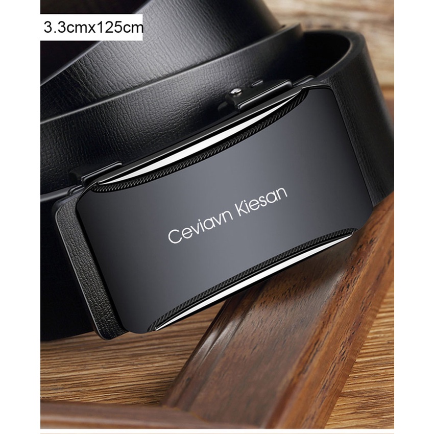 Thắt lưng nam cao cấp Cieviavn Kiesan, dây nịt nam da thật rộng 33mm dài 125cm khóa tự động mạ ti tan