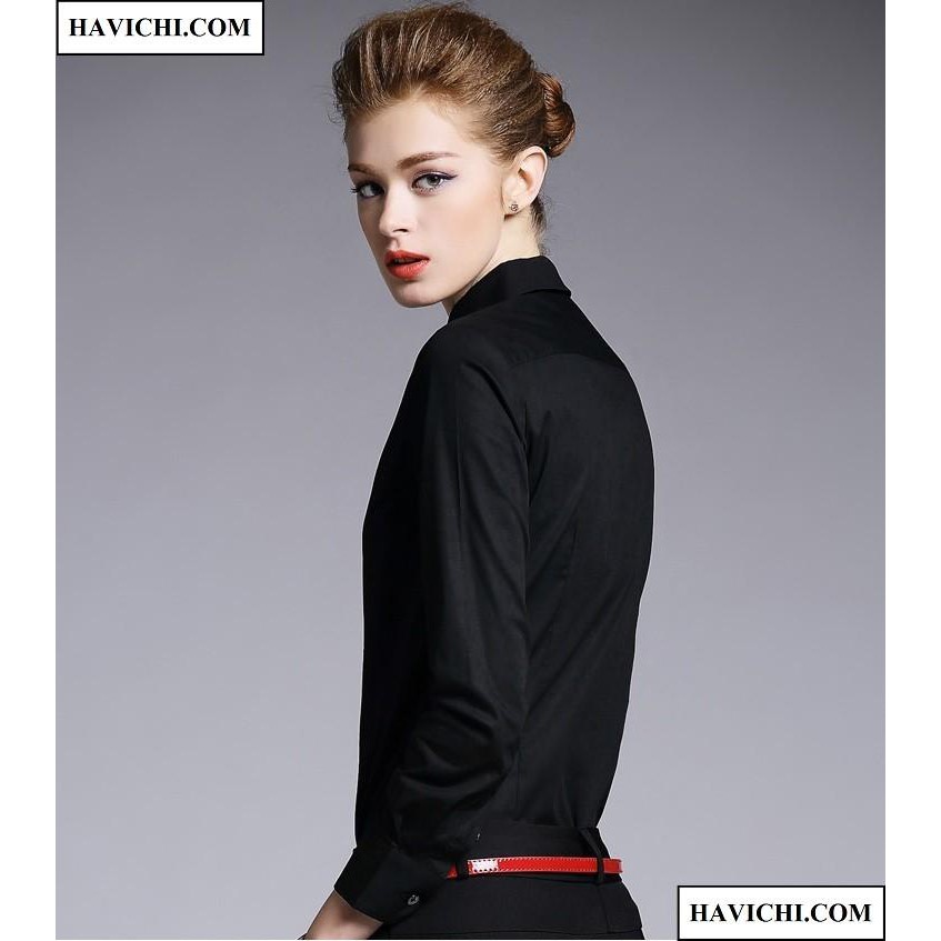 Áo Sơ Mi Nữ Đen Công Sở Thoáng Mát Mềm Mịn | BigBuy360 - bigbuy360.vn