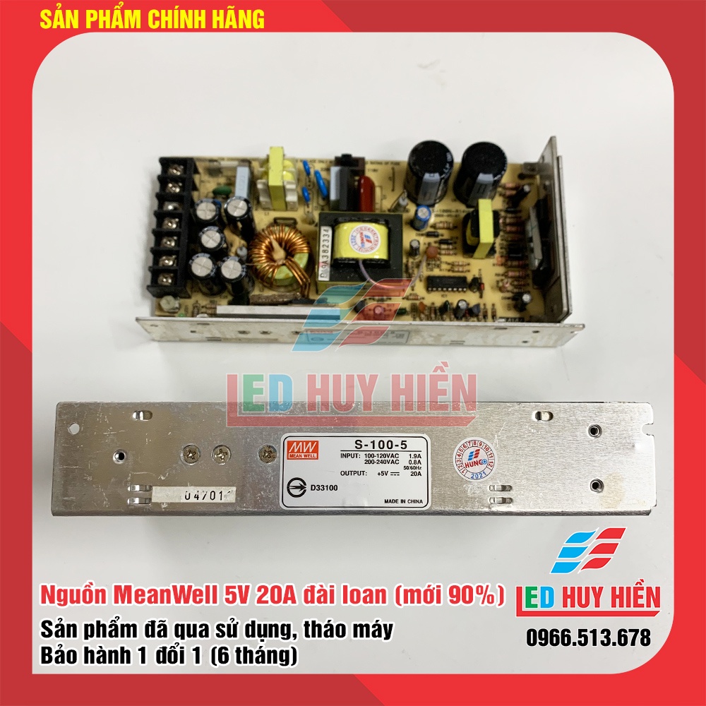 Nguồn 5v 20a (100w) meanwell đã qua sử dụng ( Nguồn 5V20A _100W mean well chính hãng tháo máy)