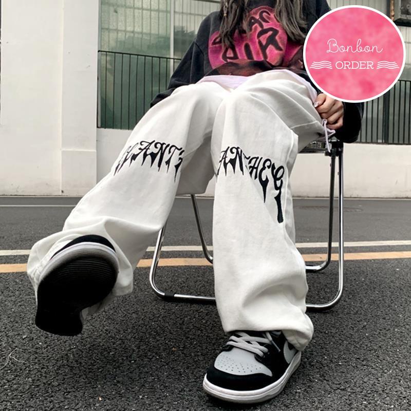 QUẦN JEAN ULZZANG ỐNG RỘNG CHỮ HIPHOP -
