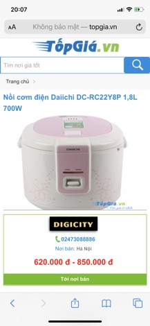 Nồi cơm điện Daichi DCRC22Y8P