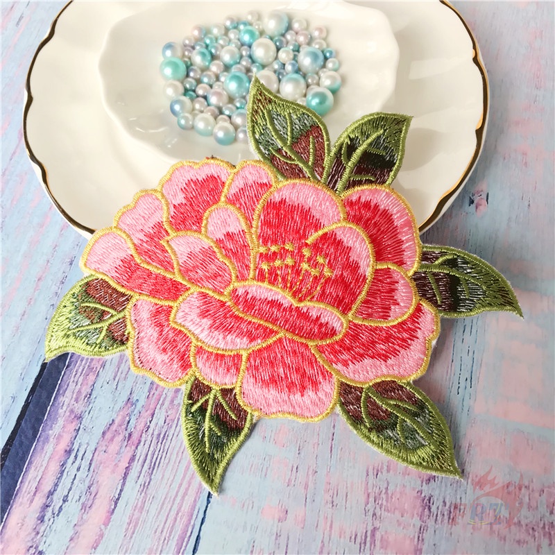 ☸ Miếng Dán Ủi Hình Hoa Mẫu Đơn ☸ 1 Miếng Vá DIY Hình Andrews Dùng Để May Lên Áo (M - 15CM*12.5CM)