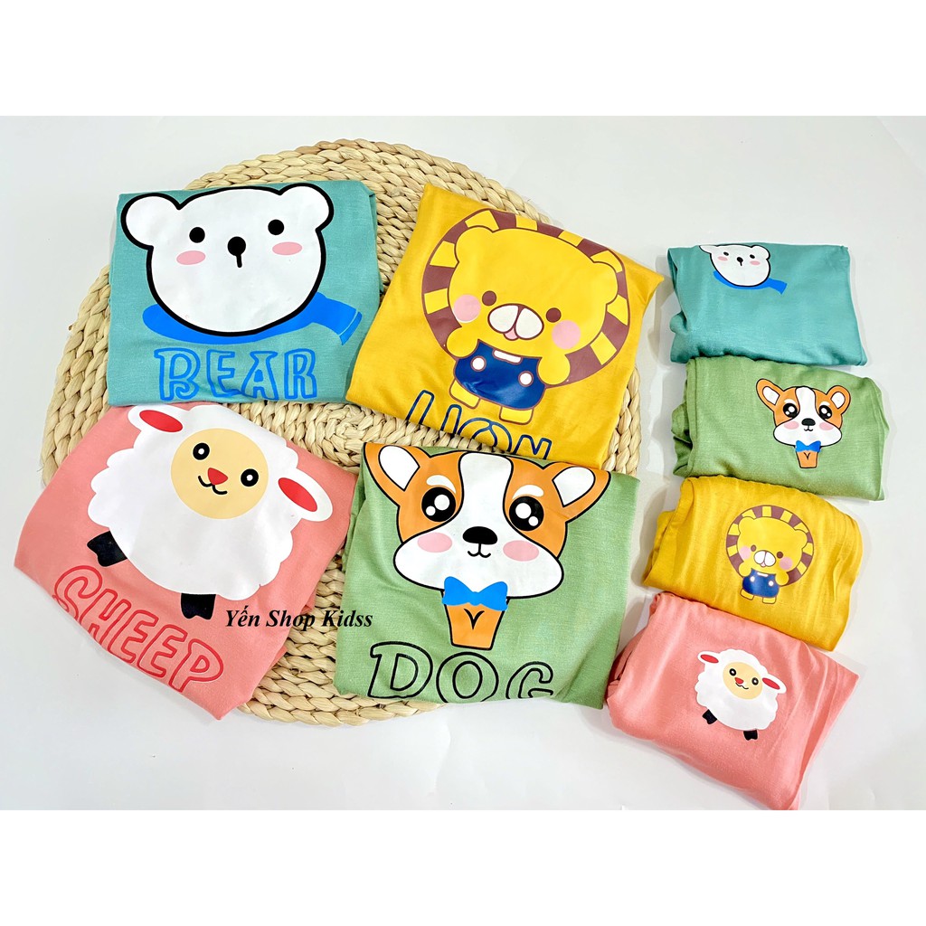 Sale !!! Bộ Dài Tay Minky Mom Chất Thun Lạnh Họa Tiết (Cừu-Gấu) Cực Đẹp Cho Bé (Sz 6-19kg) (1198)