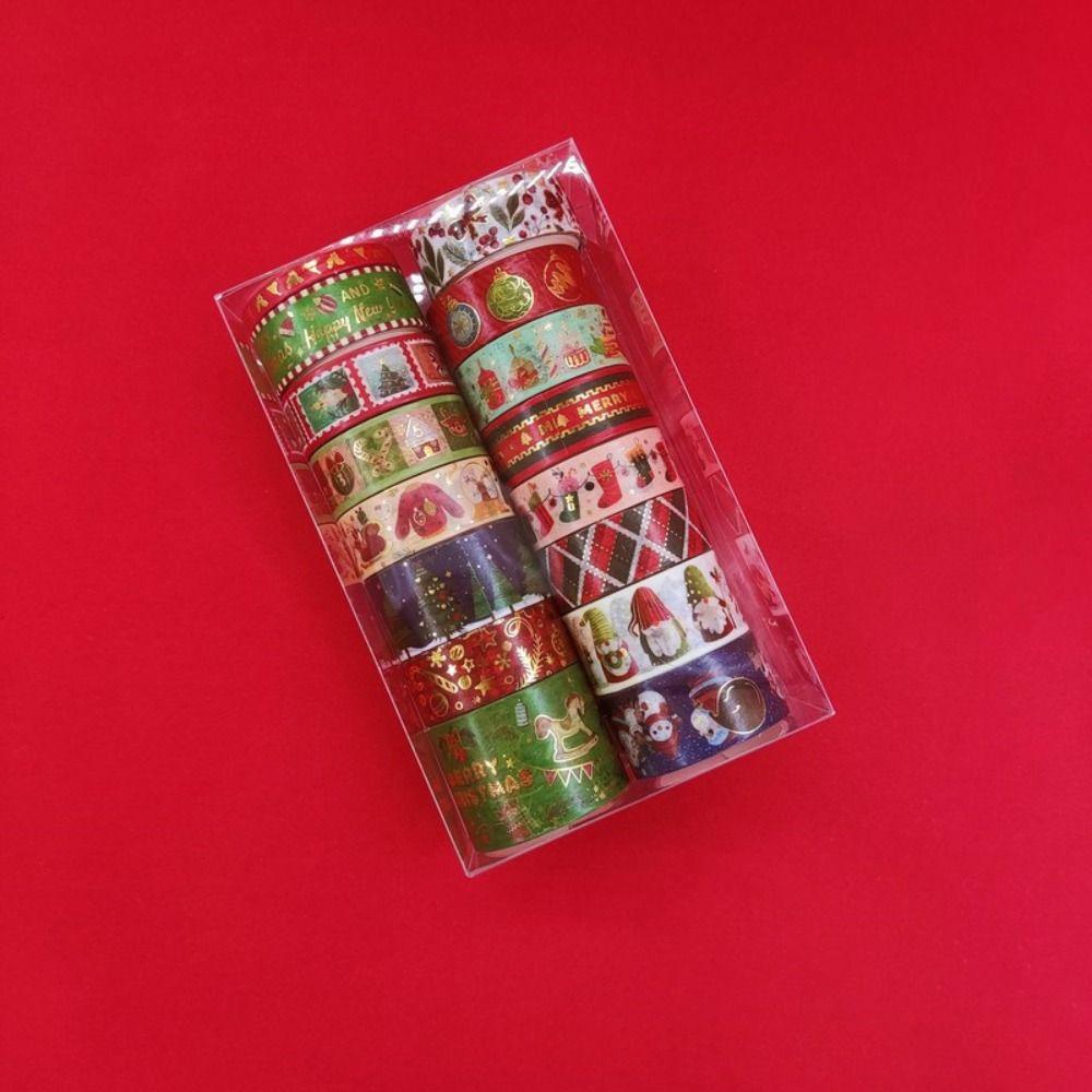 Set 16 Cuộn Băng Keo Washi In Chữ Merry Christmas Độc Đáo Dùng Trang Trí Sổ Tay DIY