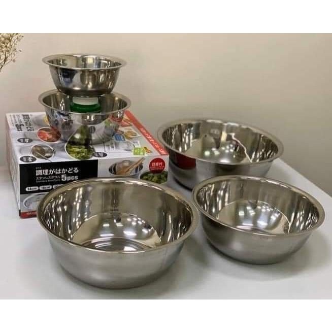 [5❤️][FREESHIP]BỘ 5 TÔ INOX CAO CẤP NHÀ BẾP CÓ VẠCH CHIA XUẤT NHẬT NHIỀU SIZE [HCM]