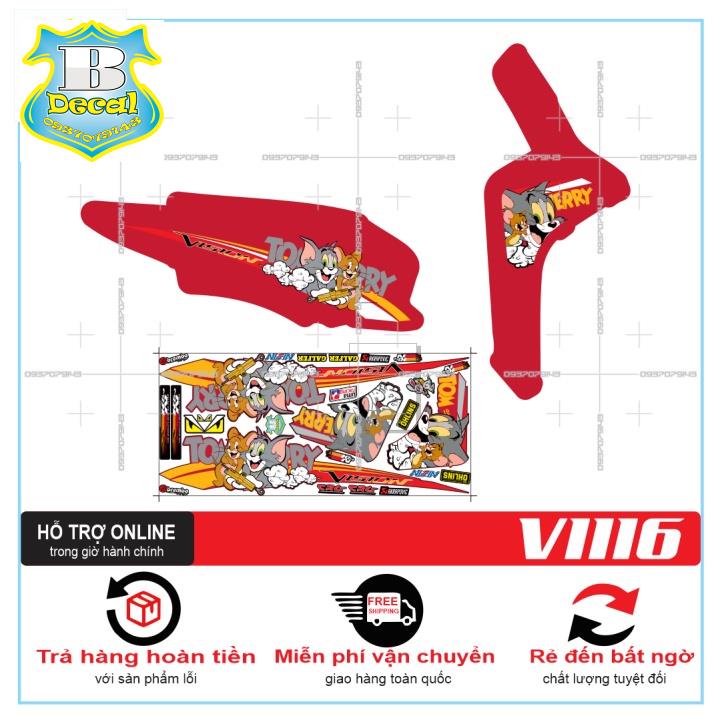 ( Quí khách vui lòng mang ra tiệm cho thợ dán ) Tem VISION 2016 TOM AND JERRY DÁN XE ĐỎ [Bi Decal]