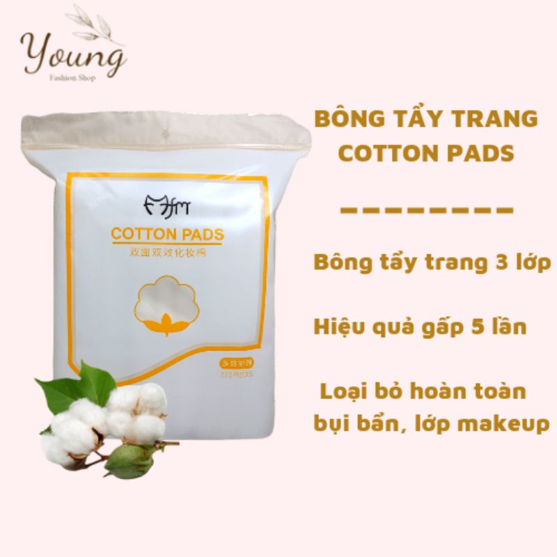 Bông tẩy trang 3 lớp 222 miếng chính hãng mẫu mới