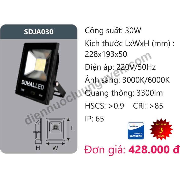 ĐÈN PHA LED 30W DUHAL SDJD030