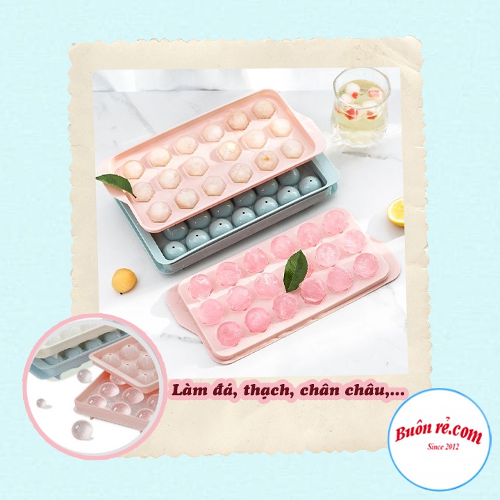 Khay đá tròn 15 viên Việt Nhật 6979 có nắp đậy, vỉ đá làm thạch hình tròn cute cho bé - 01573