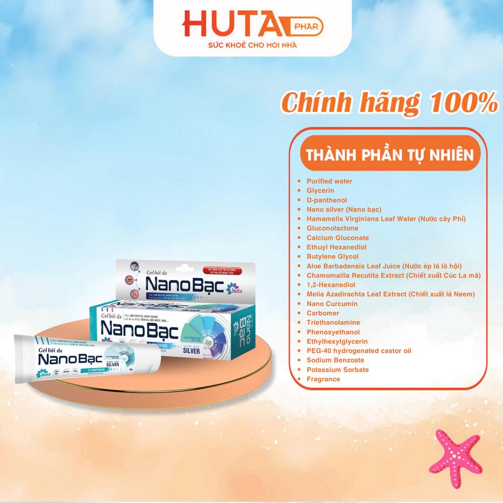 Gel bôi Nano Bạc HUTA PHAR  hỗ trợ kháng khuẩn, lành thương, tái tạo da, ngăn ngừa sẹo