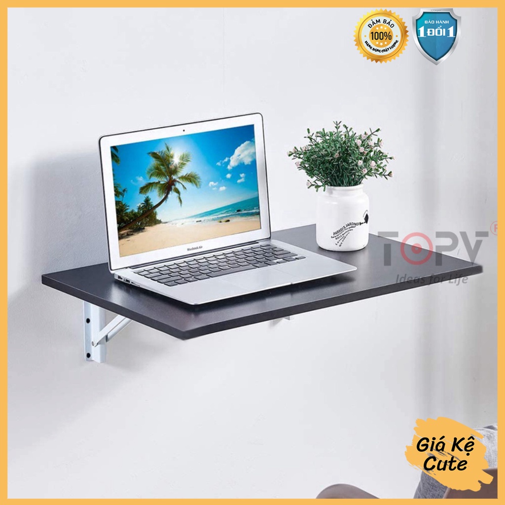 Bàn treo tường gấp gọn gỗ thông minh TopV xếp mini gắn tường làm việc bàn học laptop giá rẻ màu trắng Giá kệ cute