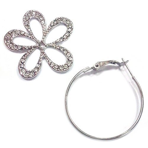 Cặp khuyên tai hợp kim hình hoa đính đá xinh xắn trẻ trung dành cho nữ