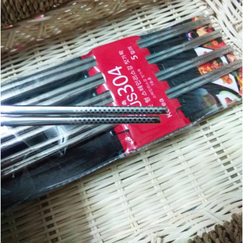 Bộ 5 đôi đũa inox 304 Hàn Quốc