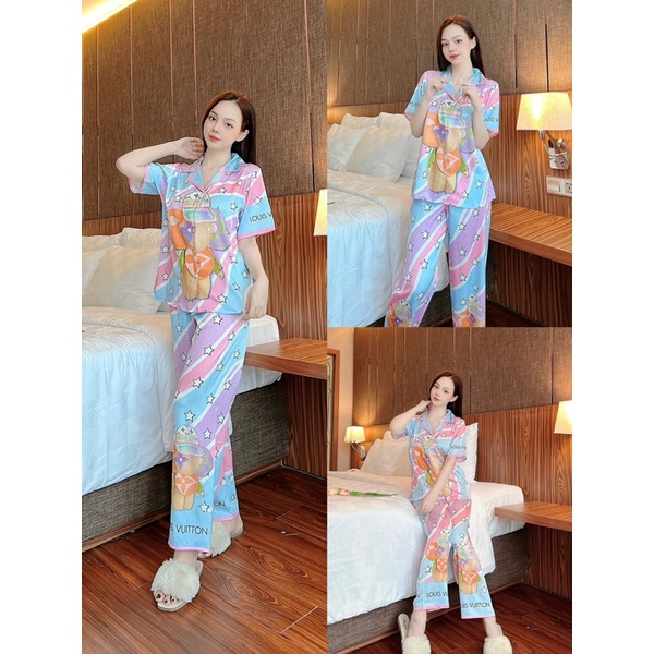 ĐỒ BỘ PIJAMA LỤA XƯỚC 2ce CAO CẤP