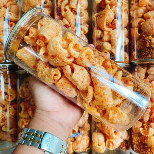 Da heo chiên giòn cháy tỏi ớt da heo mắm hành, chà bông heo xù Khô heo cháy tỏi hũ PET