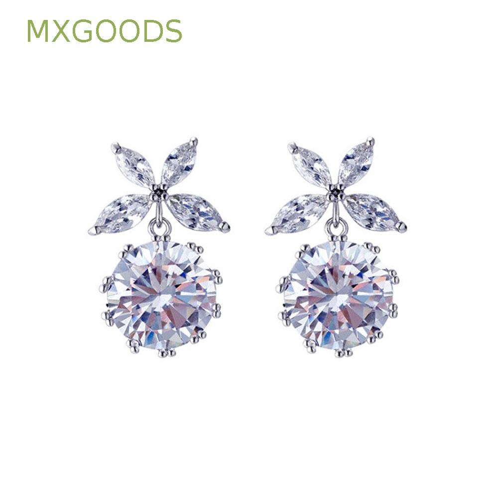 MXGOODS Zircon Shiny|S925|Needle Prevent Allergy Dangle Drop Earrings