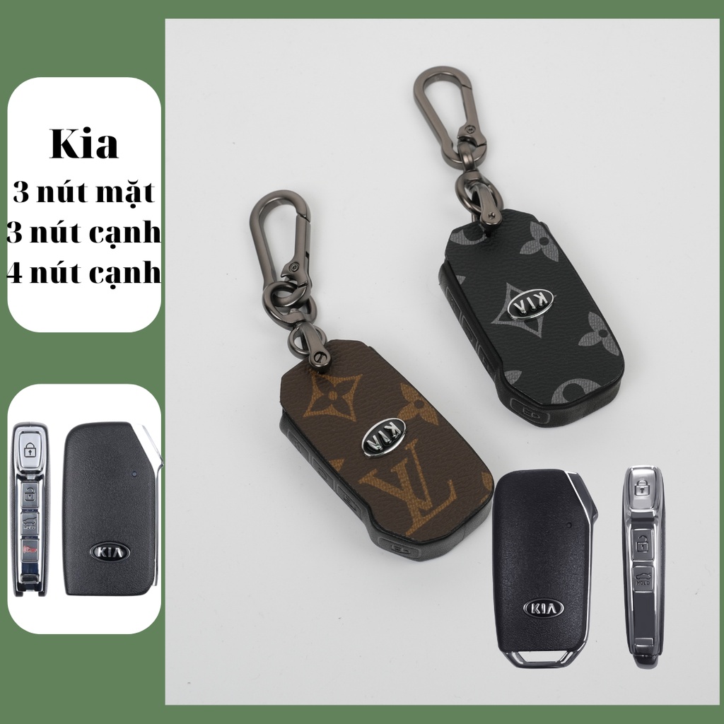 Bao da chìa khóa KIA ( 2 nút, 3 nút, 4 nút cạnh ) Cerato - Sorento - Seltos - Rio - Soluto - Optima da thật cao cấp