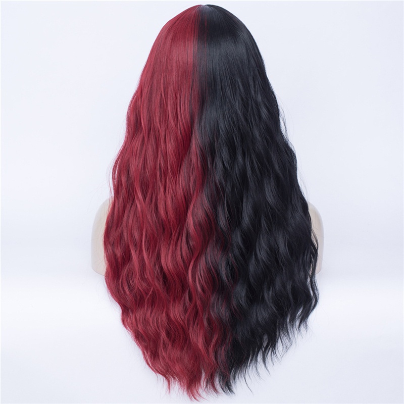 Women'S Fashion Gradient Color Straight Bangs Corn Hot Big Wave Curly Hair Wig