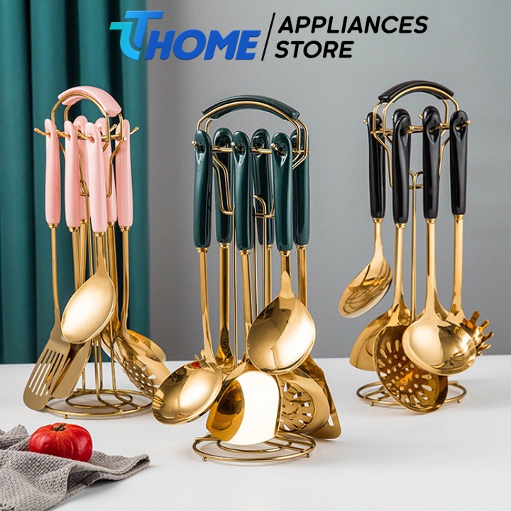 Set dụng cụ nấu ăn 7 món bằng inox cao cấp, bộ thìa nấu ăn chuyên dụng TT -HOME