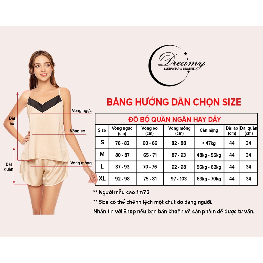 Đồ bộ mặc nhà nữ quần short áo 2 dây mềm mại siêu mát DREAMY DN17