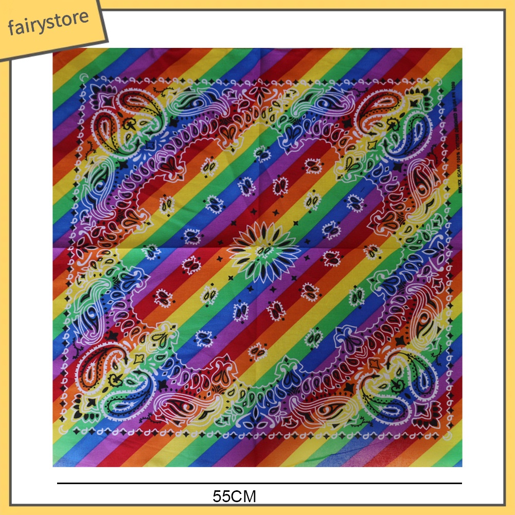 Băng đô kèm khăn quàng họa tiết sọc hoa màu cầu vồng xinh xắn