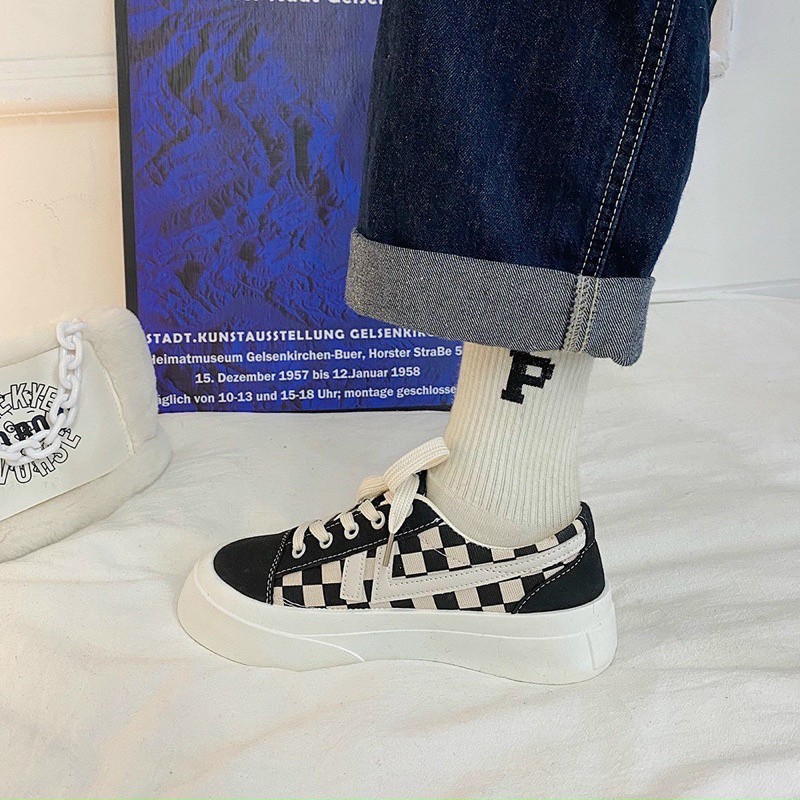 Giày thể thao thấp cổ nữ hoạ tiết caro cá tính, Giày sneaker nữ đế bằng  thấp cổ siêu hot | BigBuy360 - bigbuy360.vn