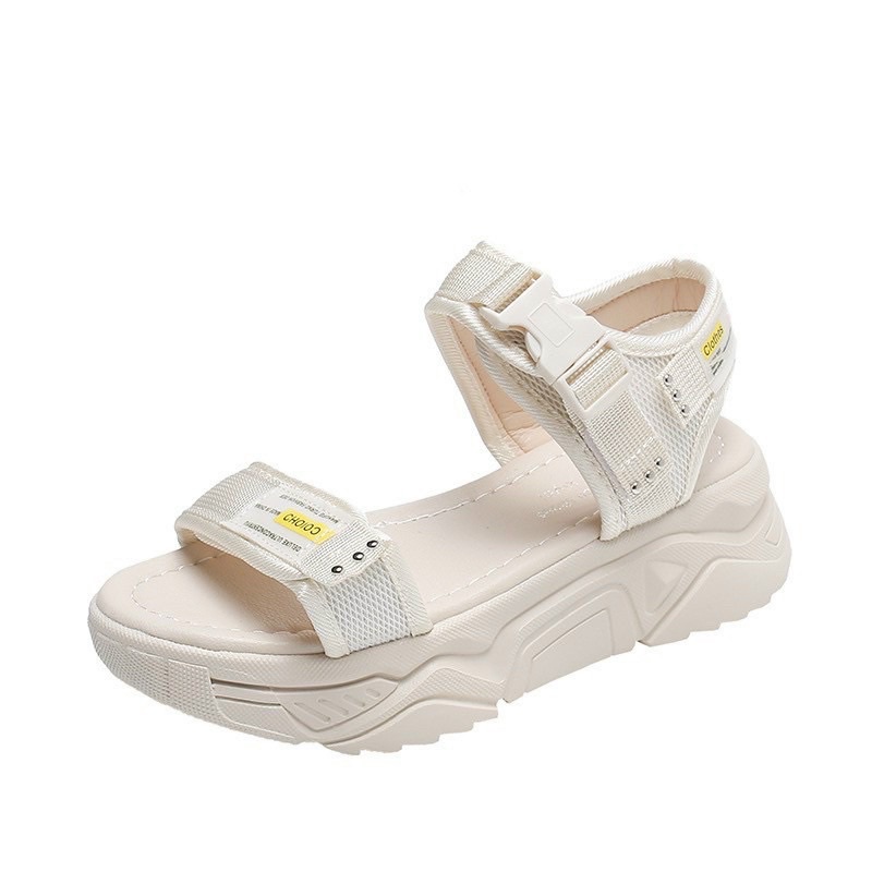 Giày sandal đế thô 5p quai ngang vải bố cao cấp Q0406150