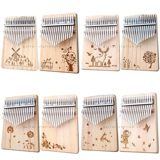 Đàn kalimba 17 phím gỗ nguyên khối tặng stick màu CÓ SẴN- giao TP.HCM 2H