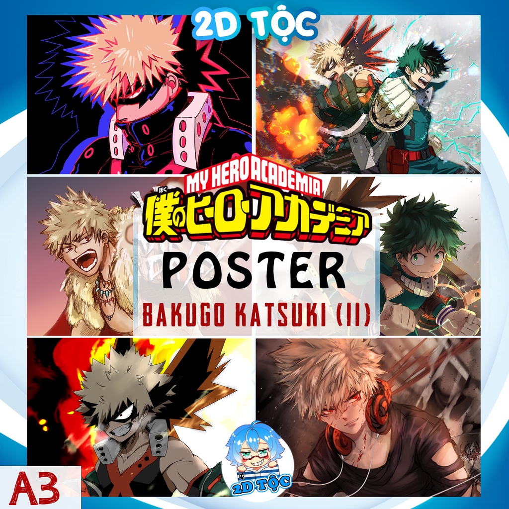 Tranh poster A3 giấy chất lượng cao Bakugo Katsuki (11) Anime Manga Boku no Hero Academia - 2D Tộc Shop